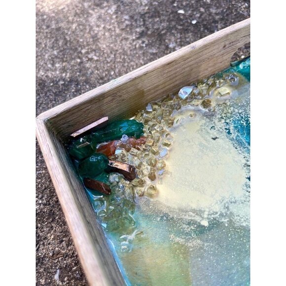 Geode Inspired Resin Glitter Serving Tray | Decorative Platter | Glam Home Decor - Picture 4 of 10
